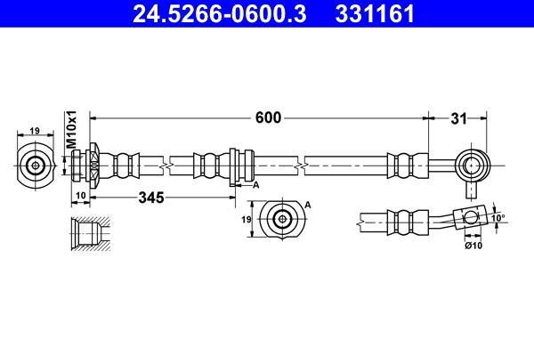 Flexible de frein (Durite de frein) ATE 24.5266-0600.3