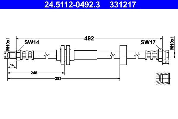 Flexible de frein (Durite de frein) ATE 24.5112-0492.3