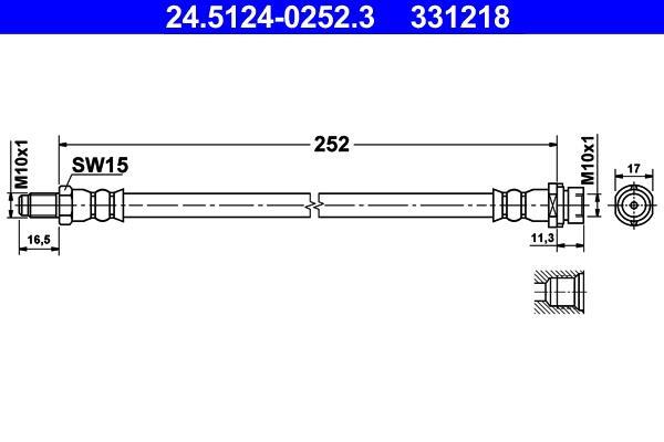 Flexible de frein (Durite de frein) ATE 24.5124-0252.3