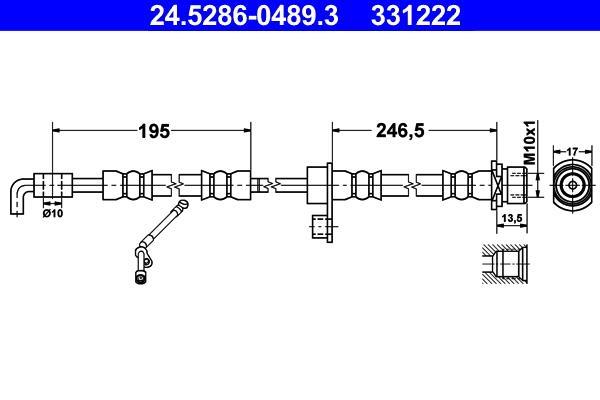 Flexible de frein (Durite de frein) ATE ref. 24.5286-0489.3