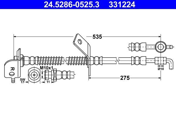 Flexible de frein (Durite de frein) ATE ref. 24.5286-0525.3