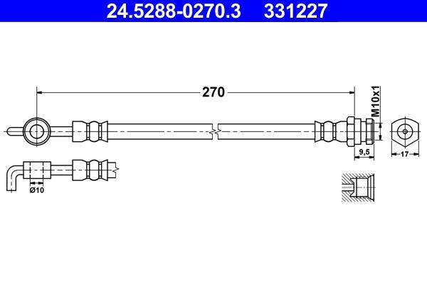 Flexible de frein (Durite de frein) ATE ref. 24.5288-0270.3
