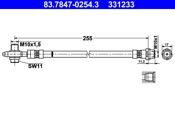 Flexible de frein (Durite de frein) ATE ref. 83.7847-0254.3