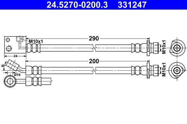 Flexible de frein (Durite de frein) ATE ref. 24.5270-0200.3