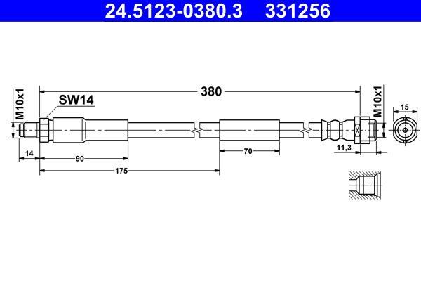 Flexible de frein (Durite de frein) ATE ref. 24.5123-0380.3