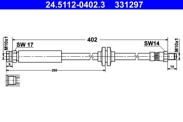 Flexible de frein (Durite de frein) ATE ref. 24.5112-0402.3