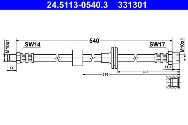 Flexible de frein (Durite de frein) ATE ref. 24.5113-0540.3