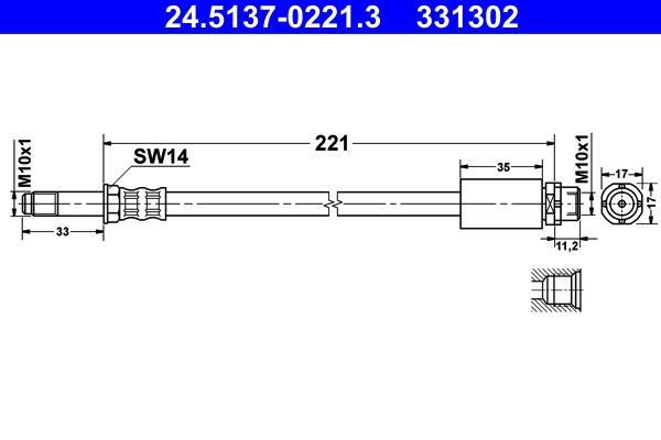 Flexible de frein (Durite de frein) ATE ref. 24.5137-0221.3