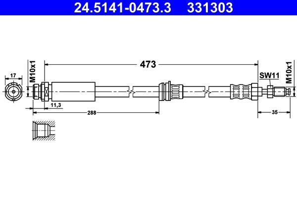 Flexible de frein (Durite de frein) ATE ref. 24.5141-0473.3