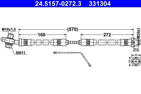 Flexible de frein (Durite de frein) ATE ref. 24.5157-0272.3