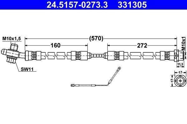 Flexible de frein (Durite de frein) ATE ref. 24.5157-0273.3
