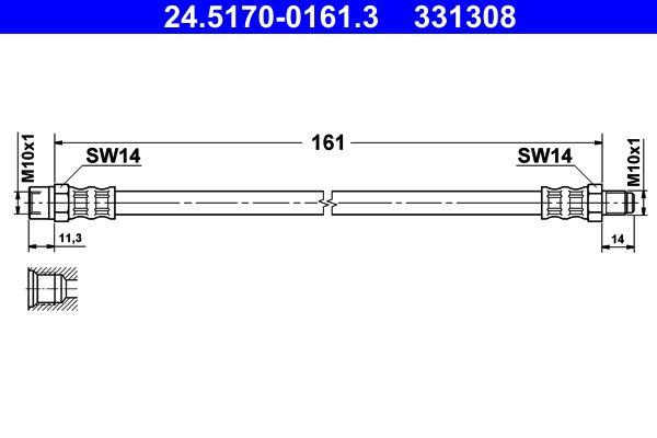 Flexible de frein (Durite de frein) ATE ref. 24.5170-0161.3