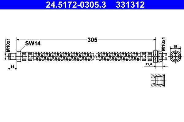 Flexible de frein (Durite de frein) ATE ref. 24.5172-0305.3