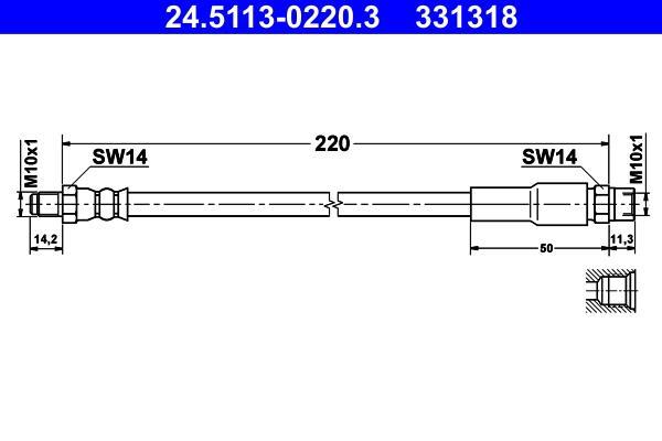 Flexible de frein (Durite de frein) ATE ref. 24.5113-0220.3