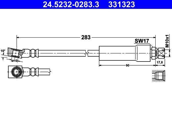 Flexible de frein (Durite de frein) ATE ref. 24.5232-0283.3