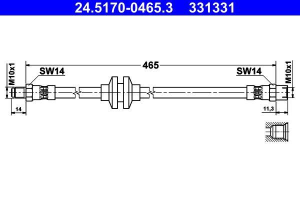 Flexible de frein (Durite de frein) ATE ref. 24.5170-0465.3