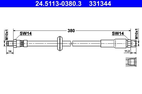 Flexible de frein (Durite de frein) ATE ref. 24.5113-0380.3