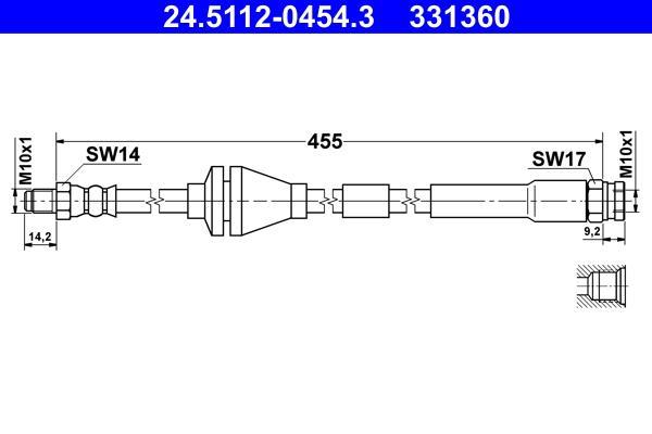Flexible de frein (Durite de frein) ATE ref. 24.5112-0454.3