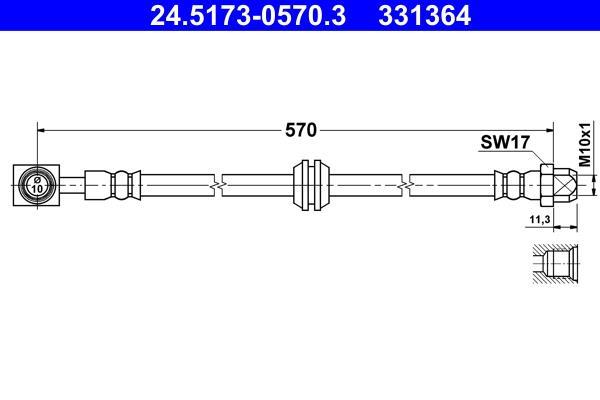 Flexible de frein (Durite de frein) ATE ref. 24.5173-0570.3