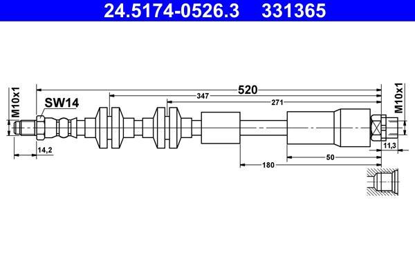 Flexible de frein (Durite de frein) ATE ref. 24.5174-0526.3