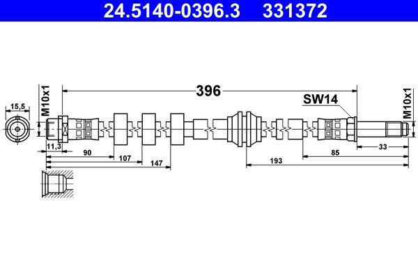 Flexible de frein (Durite de frein) ATE ref. 24.5140-0396.3