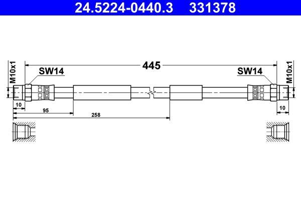 Flexible de frein (Durite de frein) ATE ref. 24.5224-0440.3