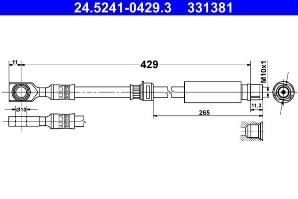 Flexible de frein (Durite de frein) ATE ref. 24.5241-0429.3