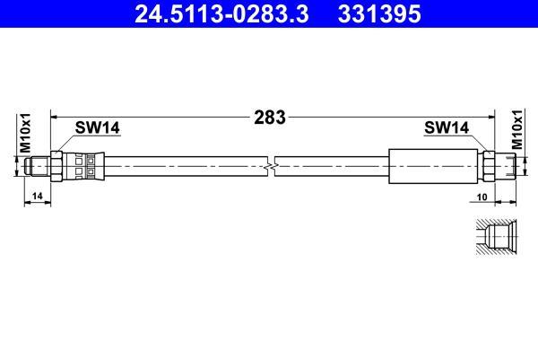 Flexible de frein (Durite de frein) ATE ref. 24.5113-0283.3