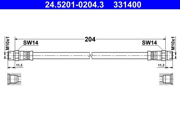 Flexible de frein (Durite de frein) ATE ref. 24.5201-0204.3
