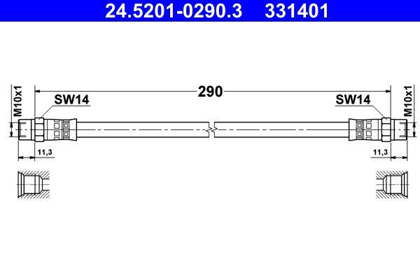 Flexible de frein (Durite de frein) ATE 24.5201-0290.3