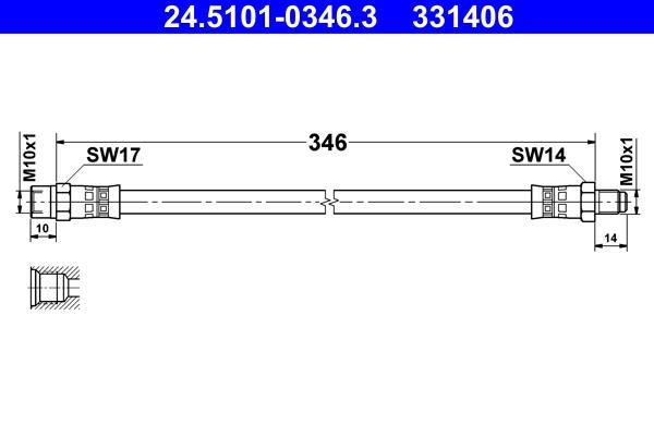 Flexible de frein (Durite de frein) ATE ref. 24.5101-0346.3