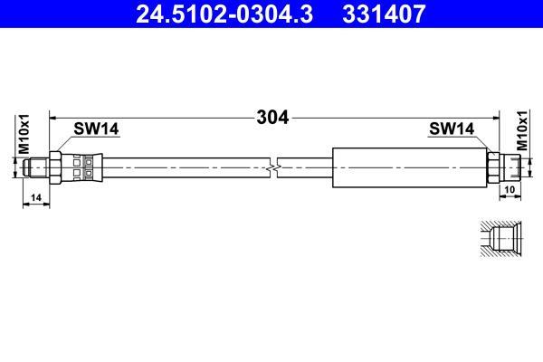 Flexible de frein (Durite de frein) ATE ref. 24.5102-0304.3