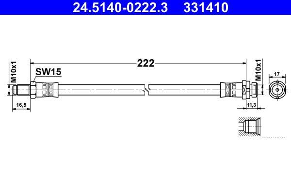 Flexible de frein (Durite de frein) ATE ref. 24.5140-0222.3