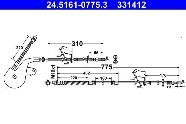 Flexible de frein (Durite de frein) ATE ref. 24.5161-0775.3