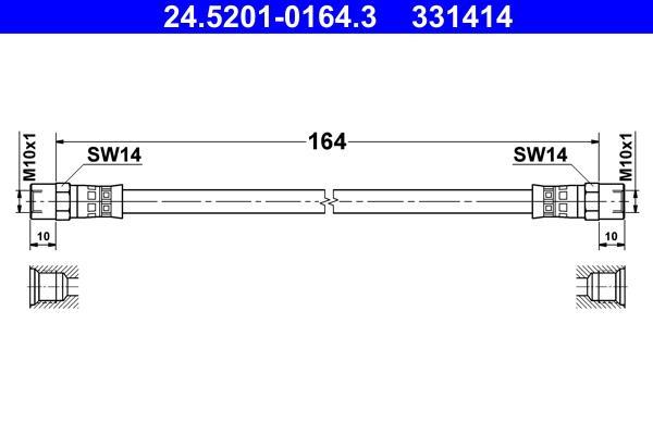 Flexible de frein (Durite de frein) ATE ref. 24.5201-0164.3