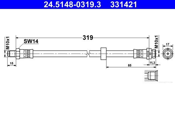 Flexible de frein (Durite de frein) ATE ref. 24.5148-0319.3