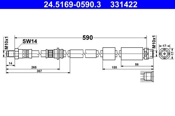 Flexible de frein (Durite de frein) ATE ref. 24.5169-0590.3