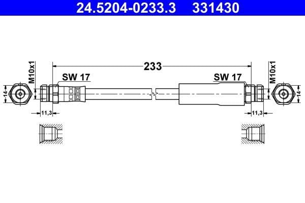 Flexible de frein (Durite de frein) ATE ref. 24.5204-0233.3