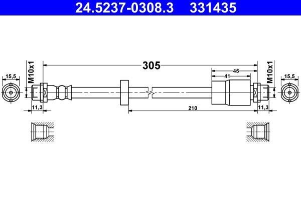 Flexible de frein (Durite de frein) ATE ref. 24.5237-0308.3