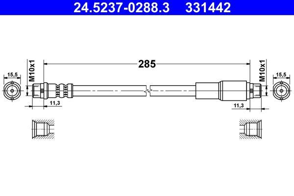 Flexible de frein (Durite de frein) ATE ref. 24.5237-0288.3