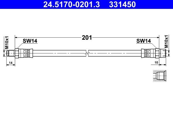 Flexible de frein (Durite de frein) ATE ref. 24.5170-0201.3