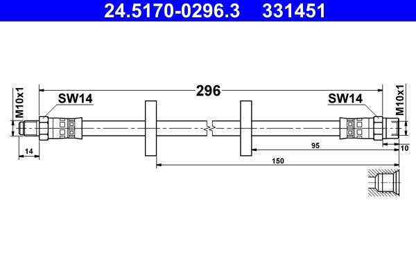 Flexible de frein (Durite de frein) ATE ref. 24.5170-0296.3