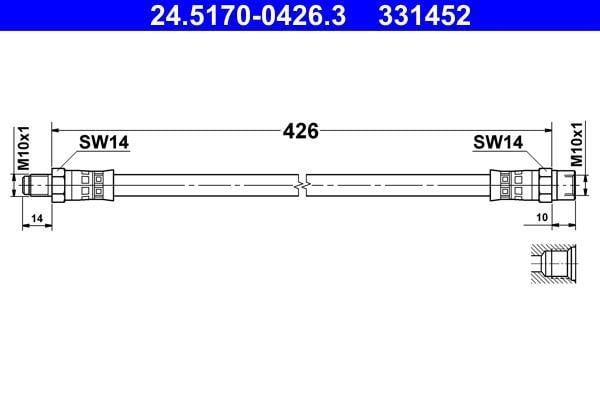 Flexible de frein (Durite de frein) ATE ref. 24.5170-0426.3