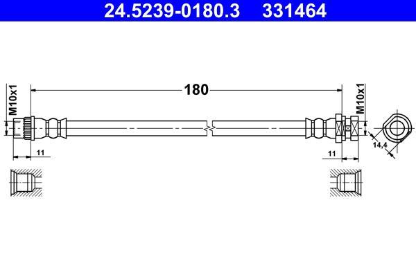 Flexible de frein (Durite de frein) ATE ref. 24.5239-0180.3