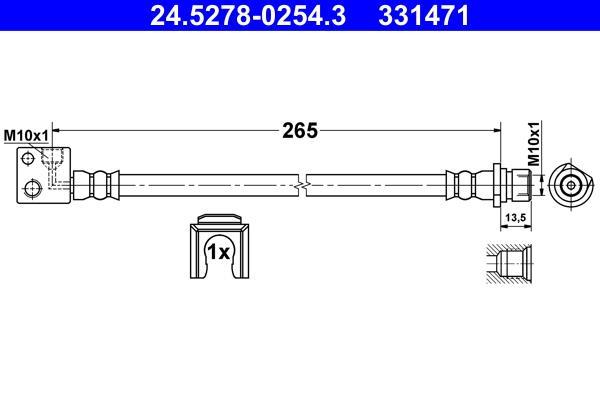 Flexible de frein (Durite de frein) ATE ref. 24.5278-0254.3