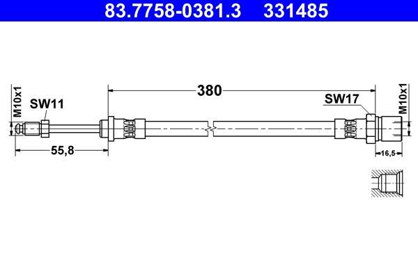 Flexible de frein (Durite de frein) ATE ref. 83.7758-0381.3