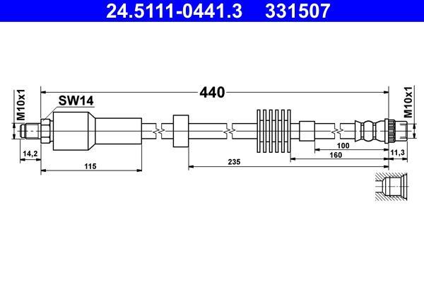 Flexible de frein (Durite de frein) ATE ref. 24.5111-0441.3