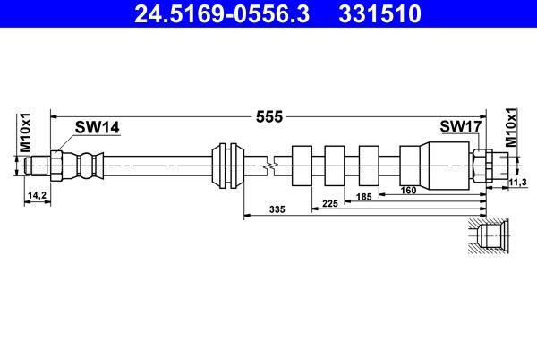 Flexible de frein (Durite de frein) ATE ref. 24.5169-0556.3