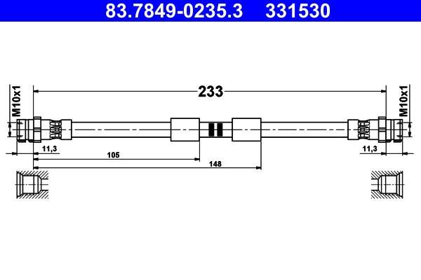 Flexible de frein (Durite de frein) ATE ref. 83.7849-0235.3