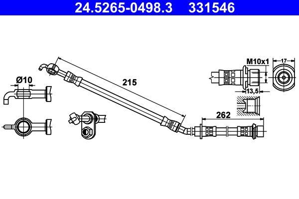 Flexible de frein (Durite de frein) ATE 24.5265-0498.3